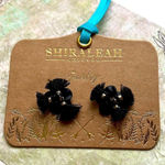 Shiraleah  Black Fleur Earrings Floral Tassels Photo 0