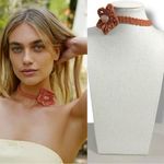 Free People  Bohemian Beachy Crochet Flower 70s Olympus Choker NWT Blush Sienna Photo 1
