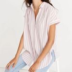 Madewell Pink and White Striped Button-Down Tunic Photo 0