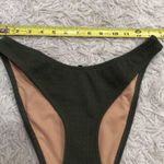 J.Crew  curved waist cheeky bikini bottom textured smocked olive green size small Photo 5