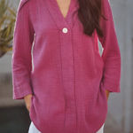 J. Jill Orchid Flower Cotton Gauze One Button Pink Size L Photo 0