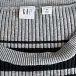 Gap Gray Black Striped Ribbed Stretch Knit Crewneck Long Sleeve Dress Sz Medium Photo 4
