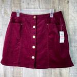 Maison Jules Size 10 Ruby Wine Corduroy Button Front Skirt Photo 0