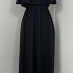 Amazon Oyanus  Medium Black Ruffle Off Shoulder Maxi Dress with Pockets Photo 0
