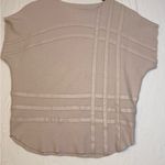 Storia Sioni Beige Textured Panel Top | Modern Minimalist Boxy Blouse | Size Small Photo 0
