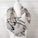 Stella & Dot  Embarcadero Pink Cream Grey Infinity Tassel Scarf, New no tags Photo 3