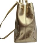 Lauren Ralph Lauren Newbury Metallic Gold Double Zip Satchel Tote Bag Purse Photo 0