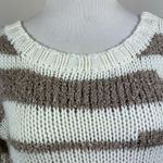 Sloane Rouge Sweater XS Fringe 3/4 Sleeve Wool Blend Striped Open Knit White Photo 10