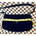 Vera Bradley Classic Black Microfiber Gigi Baguette Evening Purse With Flower Photo 9