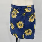 Vintage Y2k Skort Sunflowers Print Front Chain Belt Detail Chambray Mini size 8 Blue Photo 4