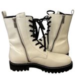 Thursday Boot Company Leather Combat‎ Boots in Ecru White Sz 10 Chunky Lug Sole Photo 9