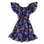 Merona lapis blue multicolor floral print ruffle sun dress with detachable sash Photo 5