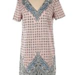 Ann Taylor  Pink Paisley Bohemian V-Neck Zippered Back Shift Dress Size S Small Photo 7