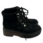 Forever 21 black lace up faux leather platform combat boots neutral women size 6 Photo 0