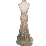 Mac Duggal Embroidered Floral Tulle Gown formal dress nude pink white Size 4 Photo 6