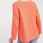 Free People La Brea Cotton V Neck Sweater Coral Orange Photo 1