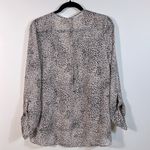 Pins and Needles Button Front Longsleeve Leopard Animal Print Sheer Women Medium Tan Photo 1