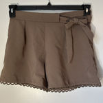 Banana Republic  High‎ Rise Belted Pleated Stretch Crepe Shorts Brown Women's 2 Photo 0