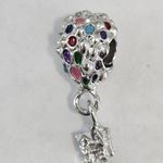 Hot Air Balloon Bead Charm UP Silvertone And Enamel Silver Photo 0