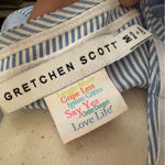 GRETCHEN SCOTT Embroidered Pinstripe Tunic The Reef Blue Size M Size M Photo 6