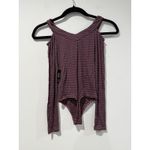 BCBGeneration NEW BCBGenertation Bodysuit Womens XXS Petite Striped Stretch Cold Shoulder Photo 1