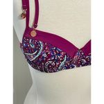 Nanette Lepore  Eugenia Plunge Molded  Bikini Top‎ Persian Paisley Raspberry 8 Photo 4