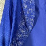 Embroidered Handmade Women's Blue Silk Bolero Jacket Photo 2