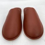 Loewe Logo Embossed Brown Leather Round Toe Slip On Slippers Size 41 Photo 4