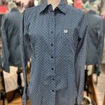 Cinch Blue Patterned Button Down Long Sleeve in L Photo 0