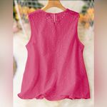 SheIn  Pink Holidaya Plus Solid Eyelet Embroidery Tank Top Photo 1