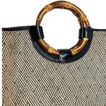 Talbots  tote Bag Purse Large Beach Travel bamboo handles woven pattern Tapastry Photo 2