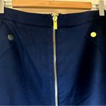 Catherine Malandrino  Size 8 Navy Pencil Skirt‎ Gold Zipper Front Stretch Photo 1