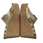 Rare Vtg Bridget Platform Wedge Leather Sandals Dragon Tattoo Print, Sz 9 Gold Photo 6