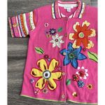 Vintage Arriviste Women's Sz XL Pink Spring Summer Flower Cardigan Sweater Photo 1
