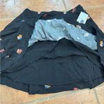 Free People NWT  Black Floral Print Pleated Mini Skirt A Line Flare Size 6 Photo 5