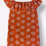 Madewell  Red Palm Print Ruffle Off Shoulder Silk Mini Dress Size M‎ Classic Photo 0