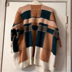 Dreamers  Colorblock Cardigan Blush Pink Green Cozy Open Front Sweater M L Boho Photo 3