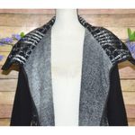 Ava Ladies Black Open Front Heavy Knit Mohair Blend Cardigan Sweater Size M Warm Photo 2