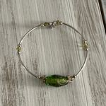 Beautiful Link Bracelet W Green Art Glass Crystal & Tube Beads Photo 5
