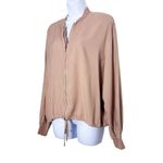 Anthropologie Melrose & Market Lightweight Rayon Bomber Jacket Size L Tan Photo 3