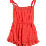 American Eagle  Coral Romper Eyelet Embroidered Pockets Drawstring Large Vintage Photo 4