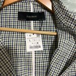 ZARA  Women's Green and Blue Checkered Plaid Trench Coat Sz L Photo 6