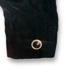 Vintage Black Velvet Cropped Collarless Jacket Gold Button Glam Size 8 Elegant Photo 3