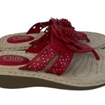 Cliffs White Mountain Cynthia Womens 9.5 3D Flower Thong Comfort Sandals Red Photo 4