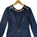 J Brand Navy Blue Peplum Zip Back Long Sleeve Top Office Basic Chic Womens M Photo 5