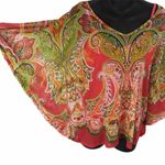 INC sheer nylon bat wing red green top w/ cami S Red Photo 1