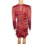 En Saison Razzalind Mini Dress size M NWT Ruched Raspberry Leopard Long sleeve Orange Size M Photo 5
