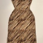 So Good USA strapless white and brown midi dress with tie belt size medium Photo 4
