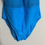 Ellen Tracy Women’s  Crochet Detail Tummy Control One Piece Swimsuit Blue Size 12 Photo 0