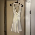 ZARA satin effect white halter mini dress Photo 3